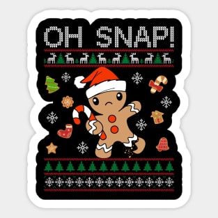 Oh Snap Gingerbread Cookie Christmas Ugly Sweater Sticker